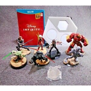 Lot Of Wii U Disney Infinity Game Portal W/ 6 Star Wars & 2 Marvel Infinity